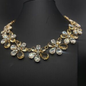 J. CREW BLOSSOM FLOWER GOLD CRYSTAL STATEMENT NECKLACE